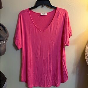 Zenana Outfitters Vibrant Pink Short Sleeve Top
